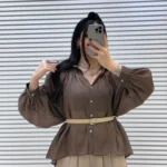 شومیز شیشه ای پری چین دار کد 5018